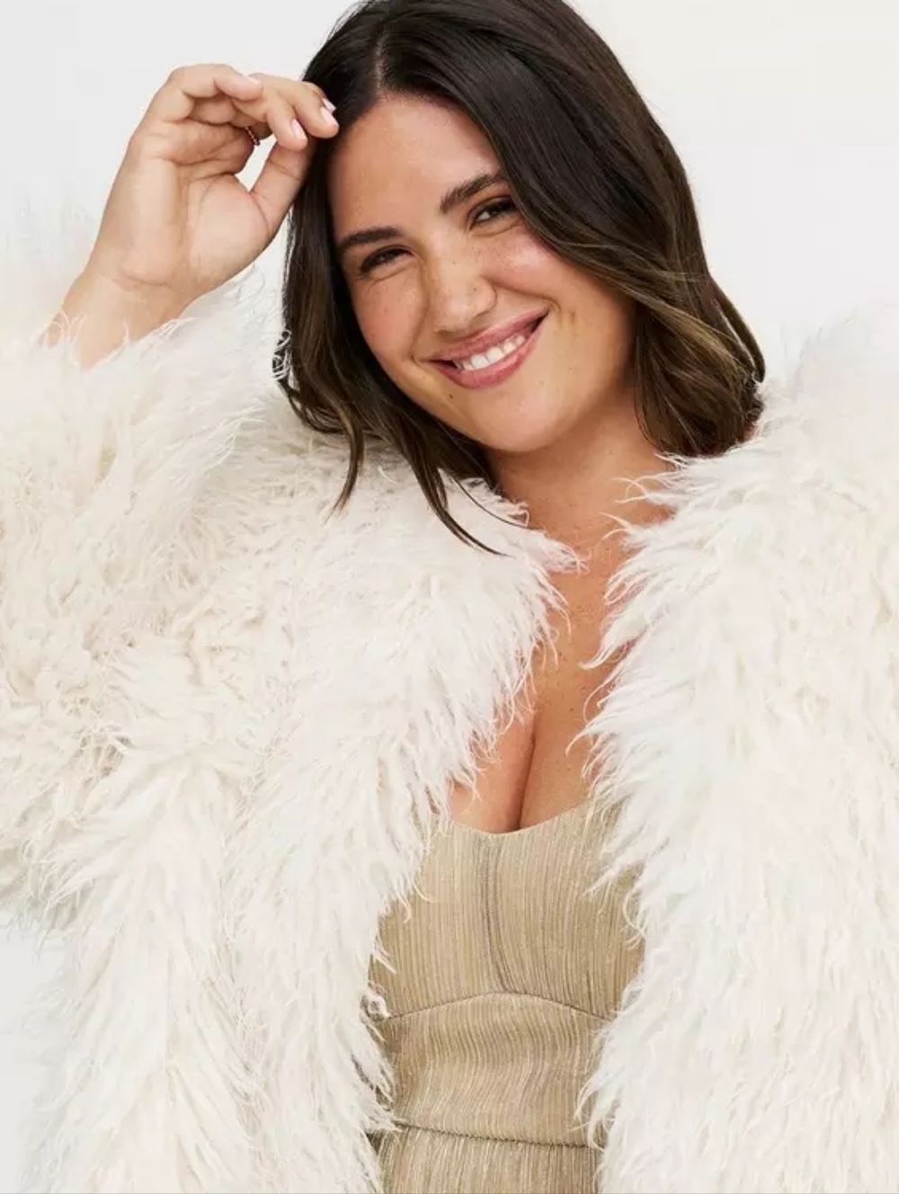TORRID 2X Shaggy Faux Fur Jacket Cropped Coat Elegant Party Bridal - Picture 5 of 9